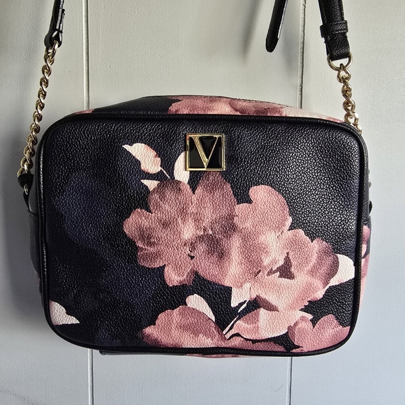 Victoria's Secret Black Crossbody Bag with Floral Design - Picture 2 of 8